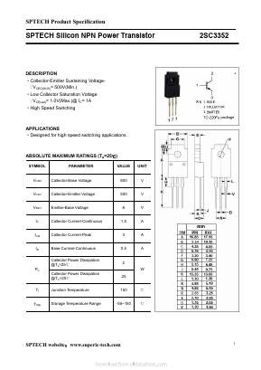C3352 Datasheet PDF Shenzhen SPTECH Microelectronics Co., Ltd.