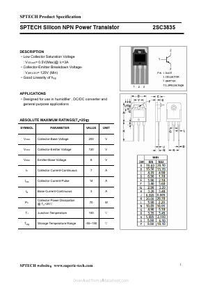 2SC3835 Datasheet PDF Shenzhen SPTECH Microelectronics Co., Ltd.