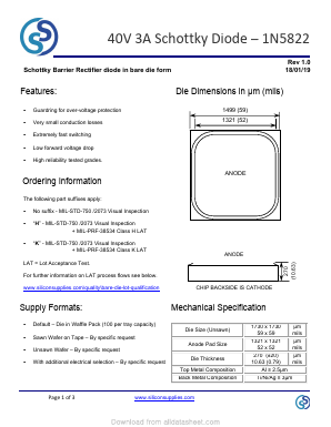1N5822 Datasheet PDF Silicon Supplies