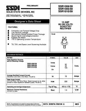 SSR1009/59 Datasheet PDF Solid State Devices, Inc.