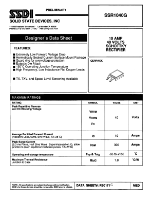SSR1040G Datasheet PDF Solid State Devices, Inc.