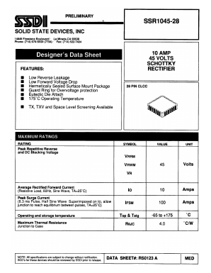 SSR1045-28 Datasheet PDF Solid State Devices, Inc.