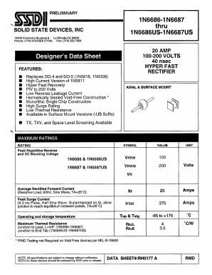 1N6686 Datasheet PDF Solid State Devices, Inc.