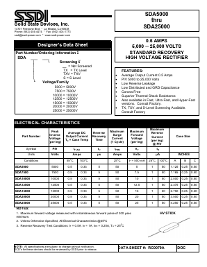 SDA20000 Datasheet PDF Solid State Devices, Inc.