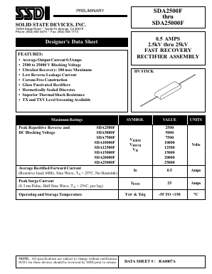 SDA2500F Datasheet PDF Solid State Devices, Inc.