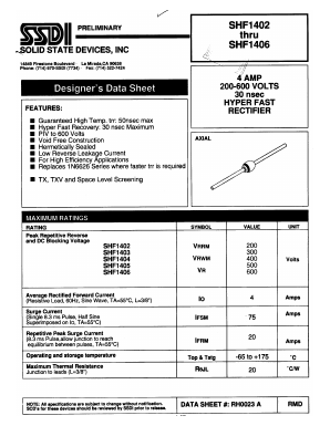 SHF1402 Datasheet PDF Solid State Devices, Inc.