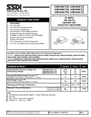 SSR1010DZ Datasheet PDF Solid State Devices, Inc.