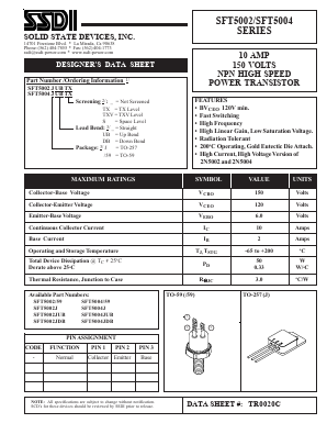 SFT5004 Datasheet PDF Solid State Devices, Inc.