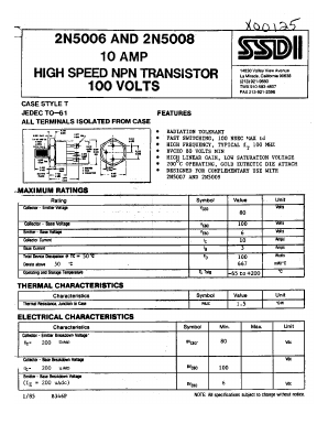 2N5008 Datasheet PDF Solid State Devices, Inc.