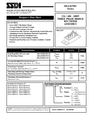 SDA167HREN Datasheet PDF Solid State Devices, Inc.