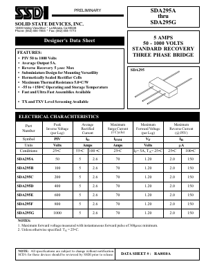 SDA295C Datasheet PDF Solid State Devices, Inc.