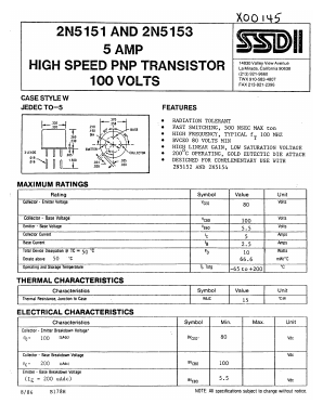 2N5151 Datasheet PDF Solid State Devices, Inc.