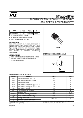 STW220NF75 Datasheet PDF STMicroelectronics