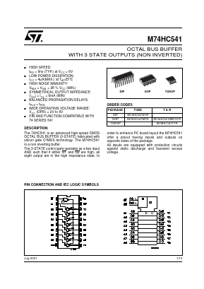 M74HC541RM13TR Datasheet PDF STMicroelectronics
