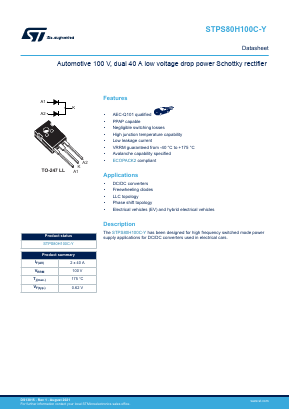 STPS80H100C-Y Datasheet PDF STMicroelectronics