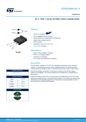 STPSC40H12C-Y Datasheet PDF STMicroelectronics