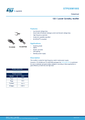 STPS30M100SFP Datasheet PDF STMicroelectronics