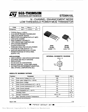 STD8N10L-1 Datasheet PDF STMicroelectronics