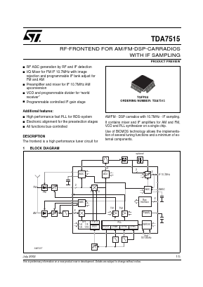 TDA7515 Datasheet PDF STMicroelectronics