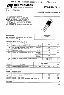 BTA08-800A Datasheet PDF STMicroelectronics