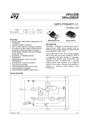 VIPER20B Datasheet PDF STMicroelectronics