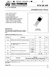 BTA08-700AW Datasheet PDF STMicroelectronics