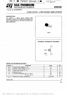 2N930 Datasheet PDF STMicroelectronics