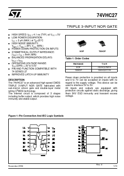 74VHC27 Datasheet PDF STMicroelectronics