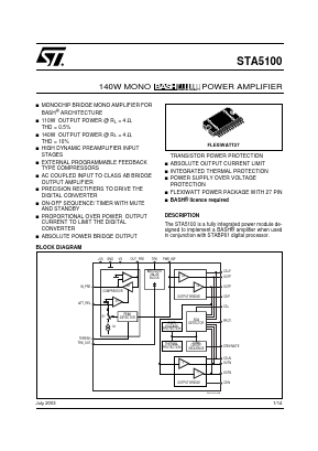 STA5100 Datasheet PDF STMicroelectronics