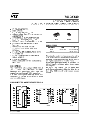 74LCX139M Datasheet PDF STMicroelectronics