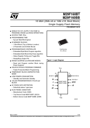 M29F160BB55N3 Datasheet PDF STMicroelectronics