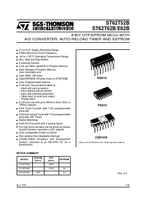 ST62E62BF1 Datasheet PDF STMicroelectronics