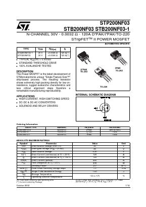 STB200NF03T4 Datasheet PDF STMicroelectronics