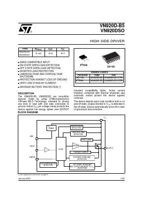VN920DSO13TR Datasheet PDF STMicroelectronics
