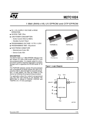 M27C1024-35C1TR Datasheet PDF STMicroelectronics