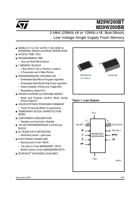 M29W200BB70N1F Datasheet PDF STMicroelectronics