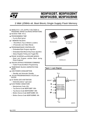 M29F002BBT45P6 Datasheet PDF STMicroelectronics