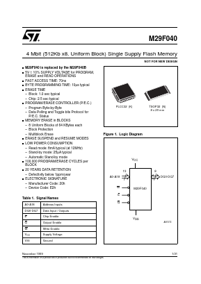 29F040 Datasheet PDF STMicroelectronics