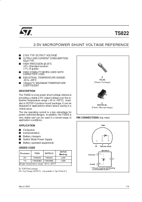 TS822 Datasheet PDF STMicroelectronics