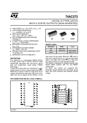 74AC373M Datasheet PDF STMicroelectronics