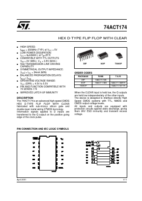 74ACT174 Datasheet PDF STMicroelectronics