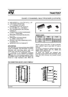74ACT257B Datasheet PDF STMicroelectronics