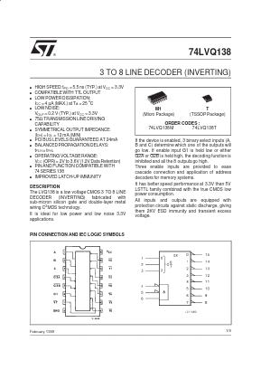 74LVQ138T Datasheet PDF STMicroelectronics