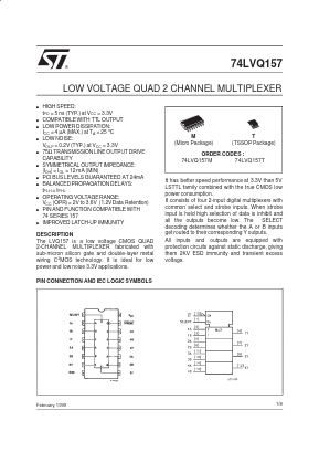74LVQ157T Datasheet PDF STMicroelectronics