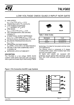 74LVQ02TTR Datasheet PDF STMicroelectronics