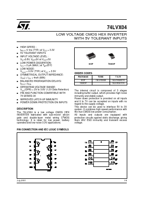 74LVX04 Datasheet PDF STMicroelectronics