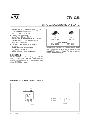 74V1G86C Datasheet PDF STMicroelectronics