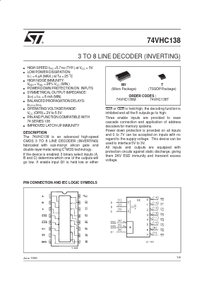 74VHC138T Datasheet PDF STMicroelectronics