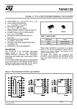 74VHC139TTR Datasheet PDF STMicroelectronics