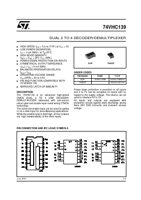 74VHC139TTR Datasheet PDF STMicroelectronics